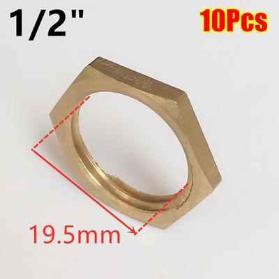 10Pcs Brass Hex Lock Nuts Hexagonal Shank Cap Female Thread Flange Nut BSP 1/8" 1/4" 3/8" 1/2" 3/4" 1" Water Tank Joint