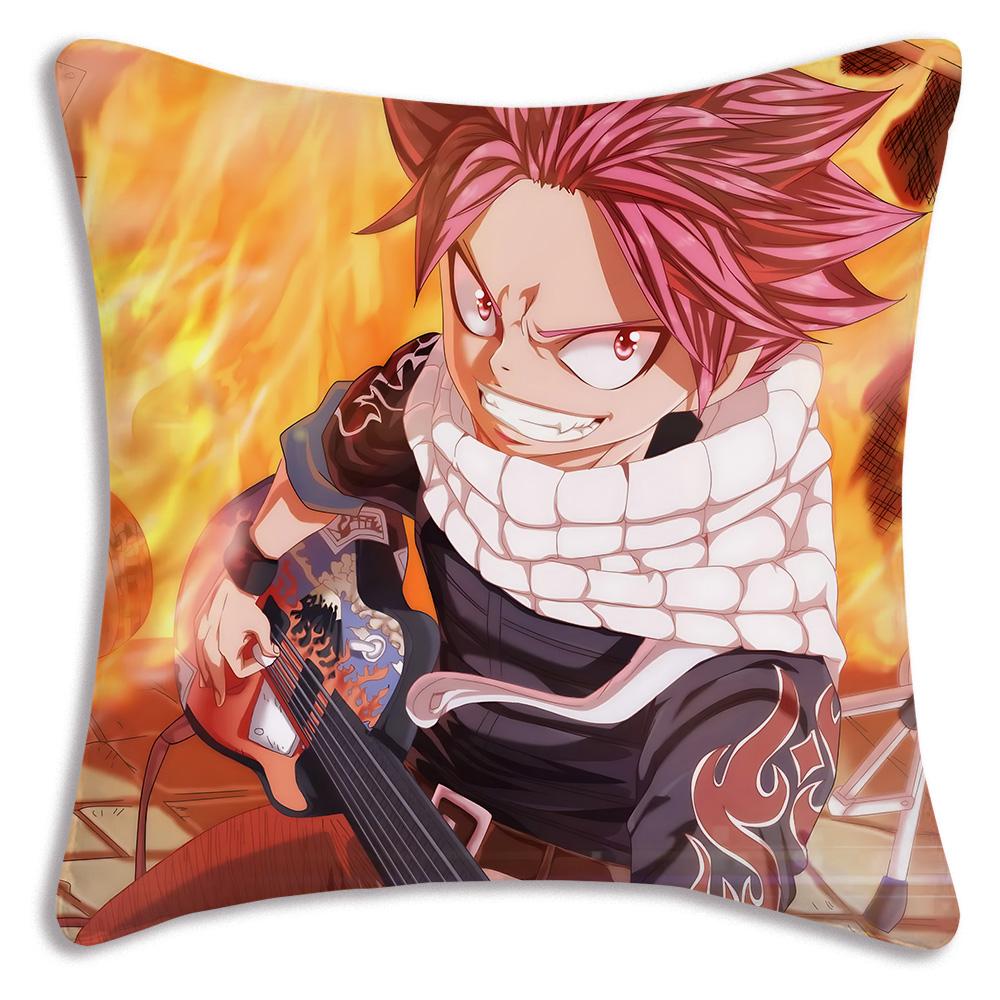Anime Fairys tails Pillow Covers Cartoon Sofa Decorative Home Double-sided Printing Short Plush Cute Cushion Cover