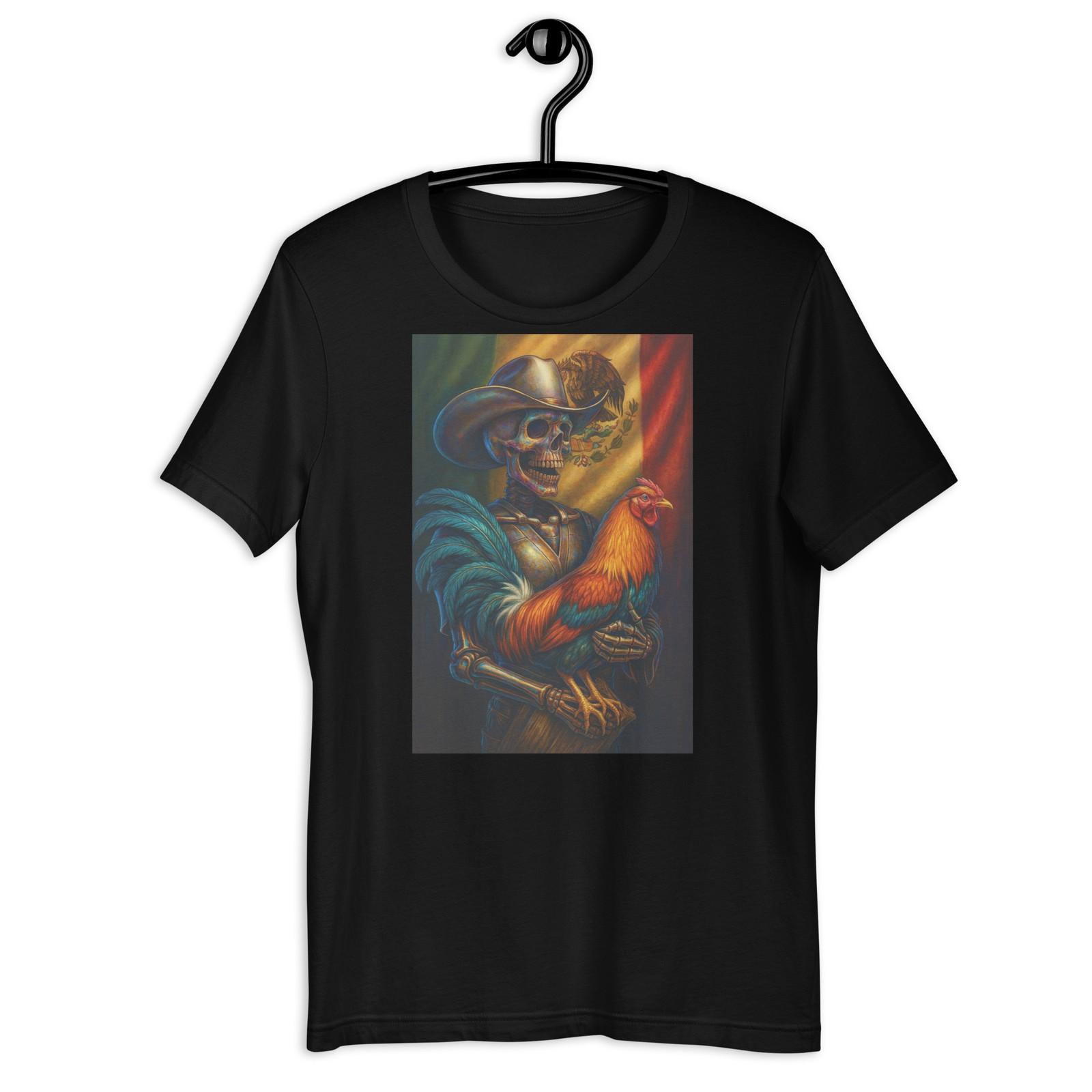 Zapata Skull Rooster Mexico Flag Dia de los Muertos Art Graphic Tee S разноцветный