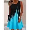 2026 Summer Printed Dresses Women's Fashion Sleeveless Holiday Beach Casual O Neck Party Vests Plus Size Dresses Loose Sundress