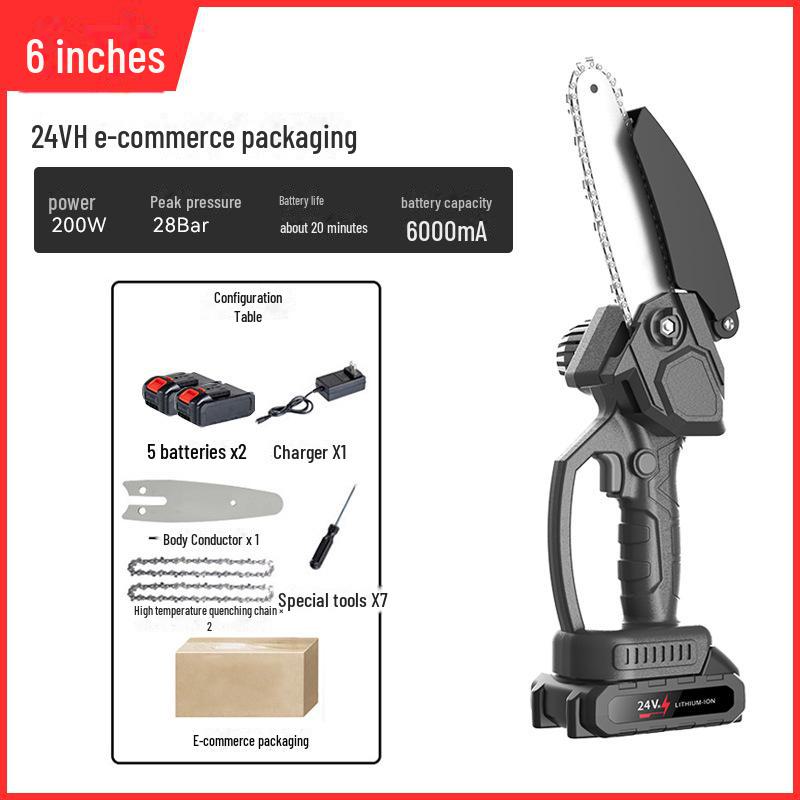 High-Power Rechargeable Handheld Electric Chainsaw for Tree Pruning and Logging