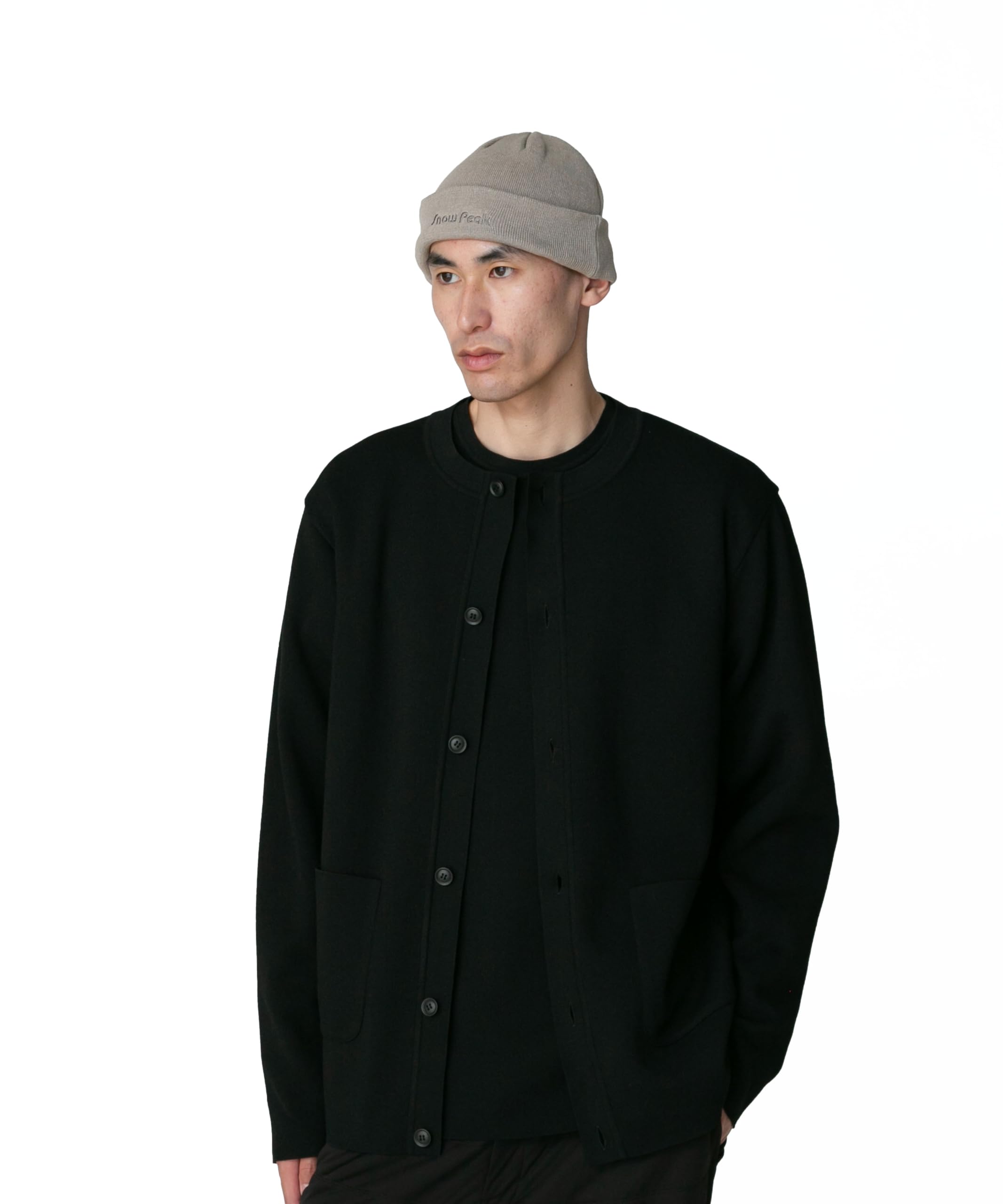 

Snow Peak Knit Cardigan Medium Co/Pe KN-25SU001, Men s/Women s, Black, чёрный
