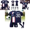 Paris Home Jersey Set Messi 30 Mbappe 7 Neymar 10 Polyester Soccer Kit