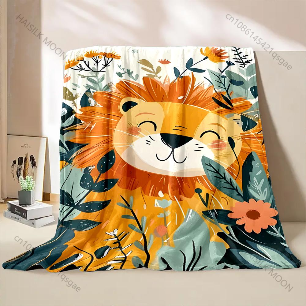 Cartoon Animal Park Printed Blanket Warm and Soft for Home Travel Blanket Sofa Bedding Camping Picnic Car Office Cover Blanket
