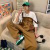 Men's Orange Brown Overalls Wear Loose Straight Overalls Mens Versatile Fashionable Pants