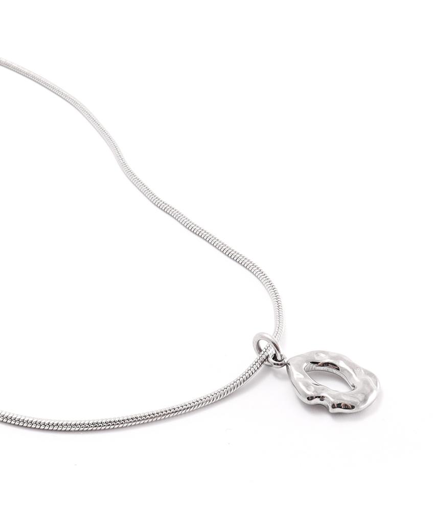 Polalita Oval Pendant Minimal Necklace (Plt-Nl-075_Sv)