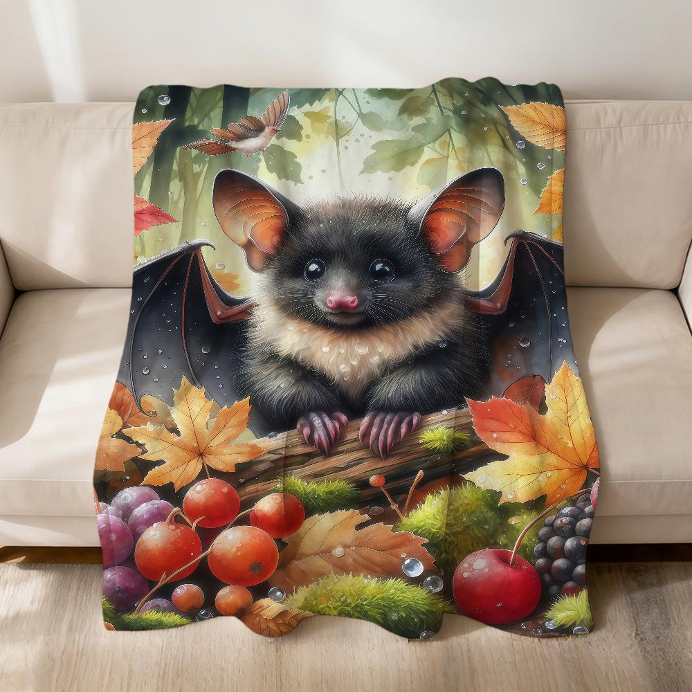 

vintage dark-themed bats and flower Flannel soft warm plush blanket sofa living room pet hogar bedroom gift home Car portable 75x90cm