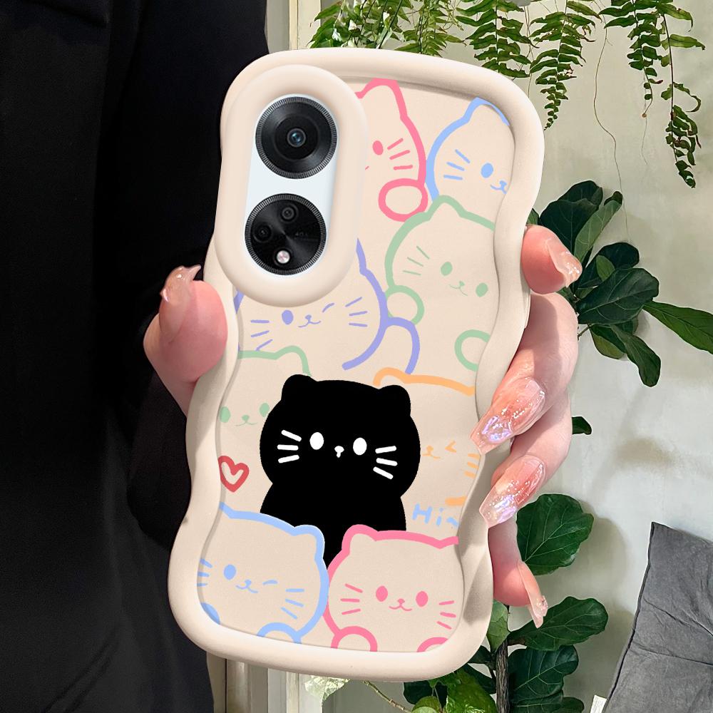 

Окрашенный узор Big Wave Edge Мягкий силиконовый материал Macaron чехол для телефона противоударный защитный резиновый чехол для OPPO Reno Realme Realme C35 белый