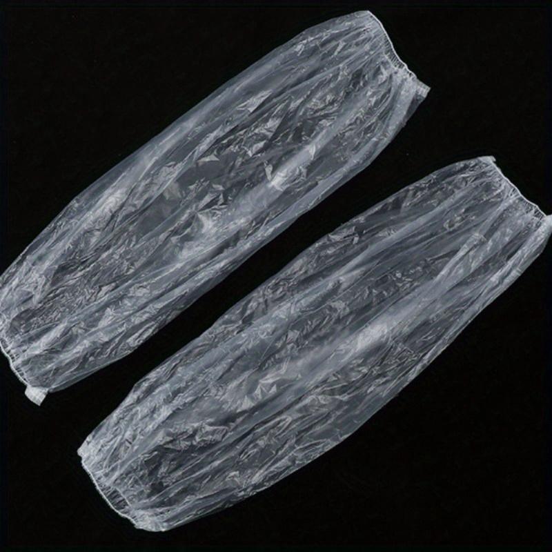 100 Pcs Protective Waterproof Disposable Plastic Arm Sleeves Covers Oversleeves Oil-Proof with Elastic Wrist Kitchen Restaurant