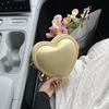 Simple Color Solid Heart Shaped Women Casual Shoulder Chain Bag For Use Daily