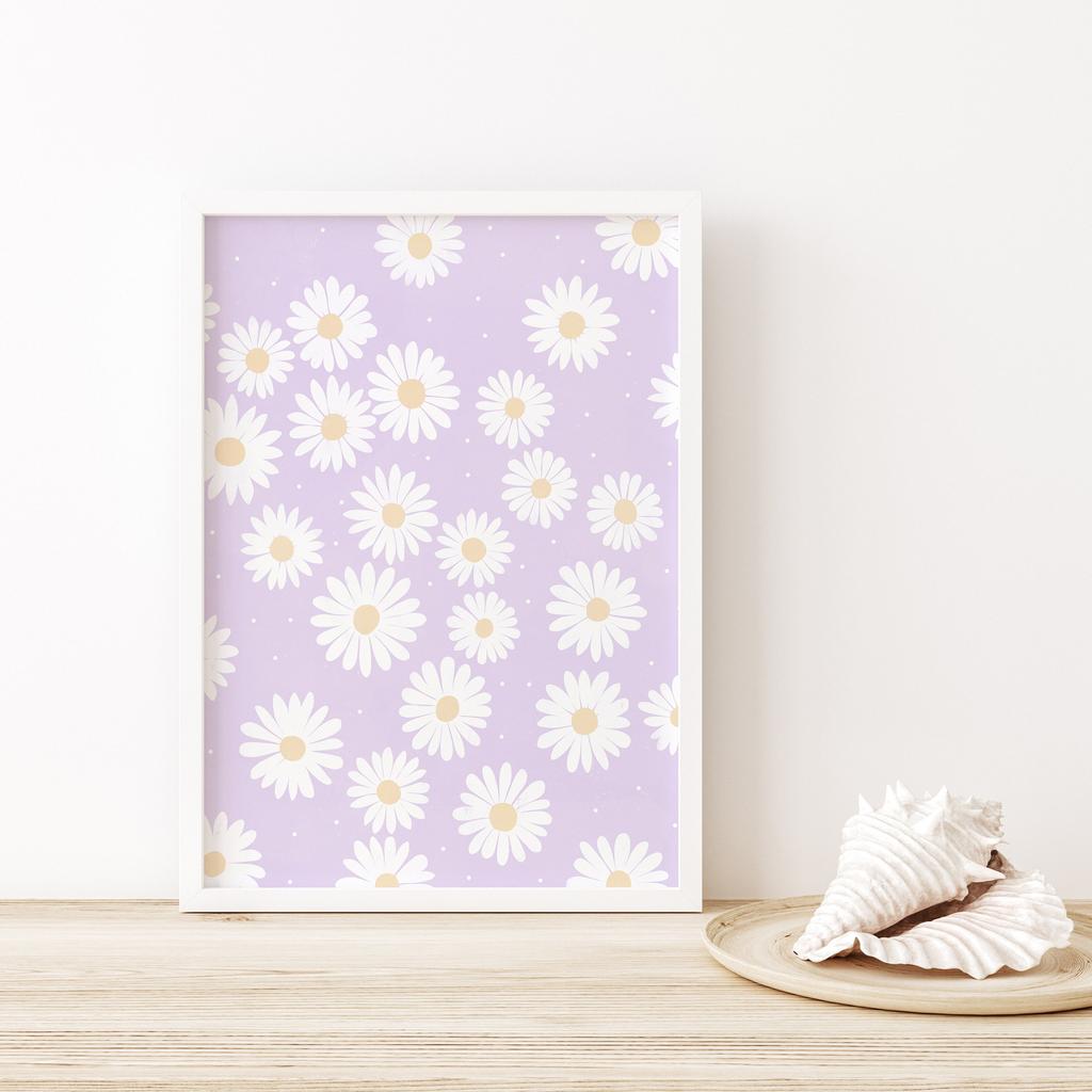 Flower Wall Art Canvas Print Natural Pastel Daisies Floral Illustration Poster Botanical Market Living Room Bedroom Decoration