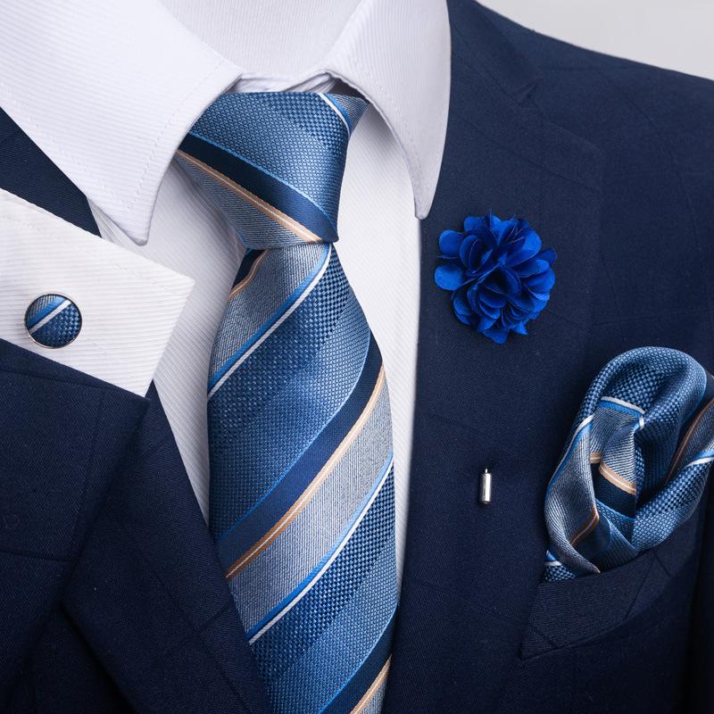 Men'S Tie Suit Pocket Towel Suit 8Cm Polyester Jacquard Business Dress Tie Men