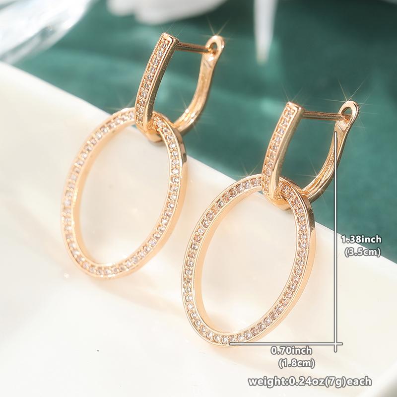 

Fashion Gold Color White CZ Dangle Women s Earrings Oval Party Daily Wear