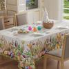 Easter Bunny Ears Eggs Floral Tablecloth Party Decor Spring Watercolor Wildflowers Kitchen Dining Table Cloth Easter Decorations