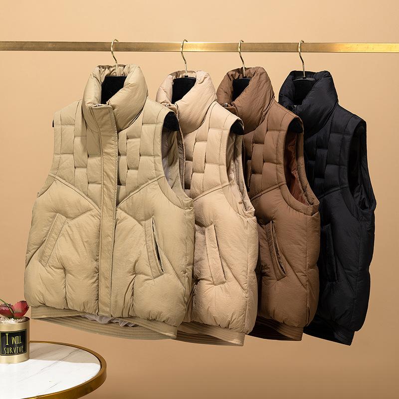 Plus Size Cotton Vest Women's Fall and Winter Loose Stand-up Collar Cotton Shoulders Sleeveless Jacket Fashion Waistcoat