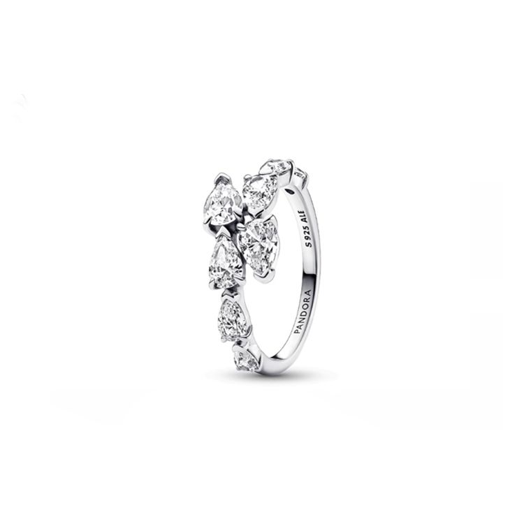 Pandora Intertwined Design 925 Silver Cubic Zirconia Ring Women ring 193004C01 Box,52