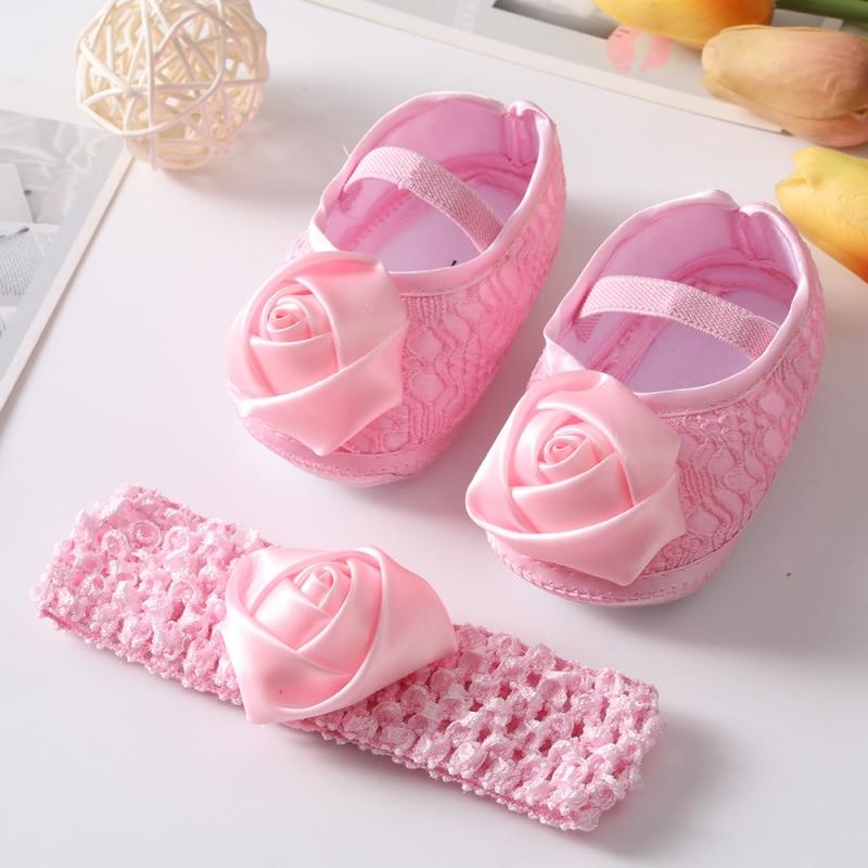 Dievčenské saténové topánočky Bowknot Princess Topánky pre batoľatá s mäkkou podrážkou Vychádzkové topánky Set s čelenkou