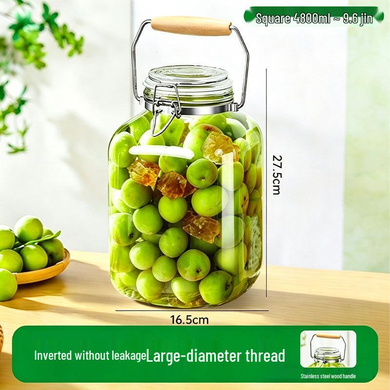 Transparent Glass Sealable Food Storage Jar & Pickling Crock