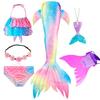 Mädchen Schwanzflosse Meerjungfrau Kostüm Kleid Cosplay Weihnachten Geburtstag Geschenk Badeanzug Kann Monoflosse Finne Hinzufügen Halloween Kostüm