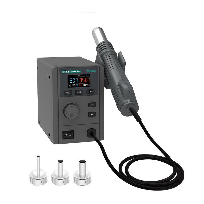 Quick 2008Pro Mobile Phone Repair High-Temp Hot Air Gun Soldering Station, Industrial Grade with Adjustable Rotating Wind.