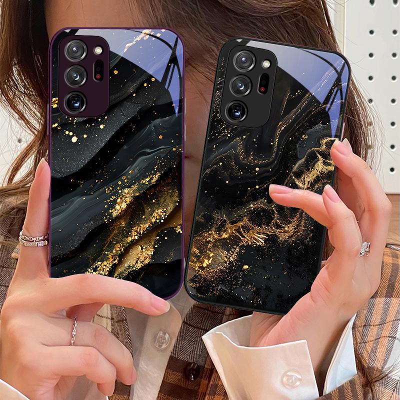 Tmavé Zlaté Černé Pro Samsung Galaxy Note 8 9 10 PRO 20 Ultra A01 02 03 Core 04E 4G 12 13 5G Tvrzené Sklo Pouzdro na Telefon