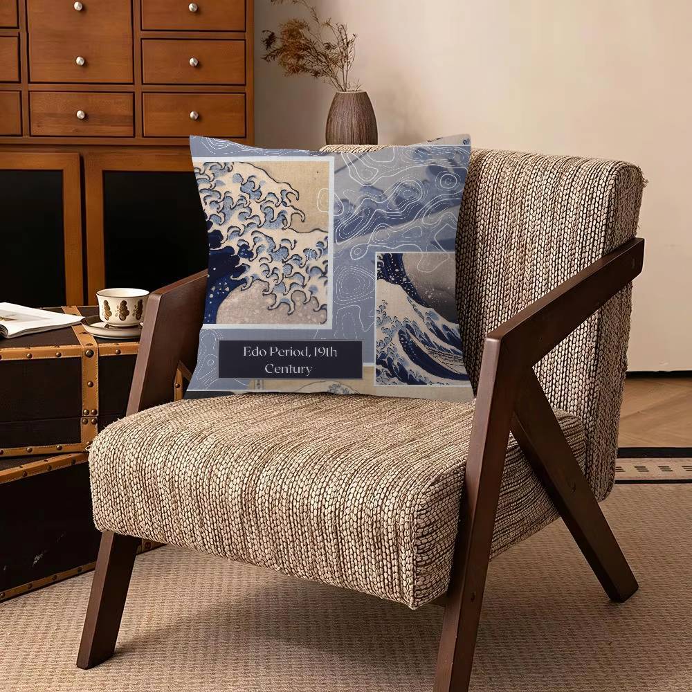 Great Wave of Kanagawa Decorative Room Aesthetics Pillow Case Home Decor Bedroom Sofa Bed Pillow Cover X