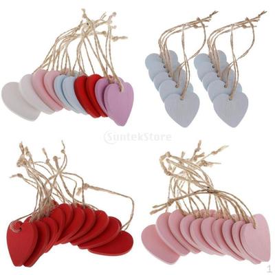 40 X Painted Wooden Heart Pendants Hanging Decor