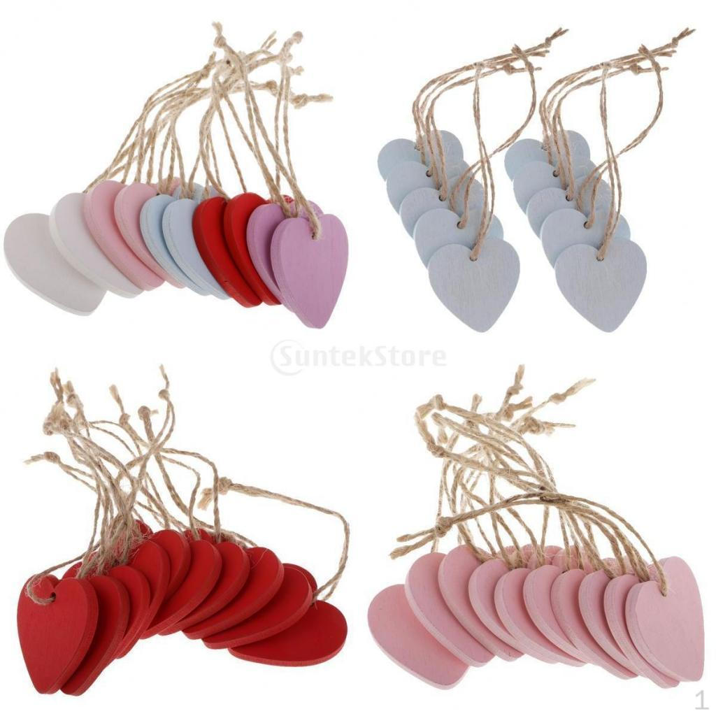 

40 X Расписные деревянные подвески в форме сердца, подвесной декор