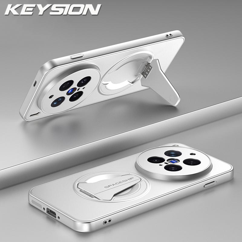 KEYSION Magnetische Handyhülle für VIVO X300 Pro 5G Metalllack Silikon+PC Aufstellbarer Ständer Stoßfeste Hülle für VIVO X300 Pro