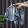 Boys' Denim Shirt & Jacket Set - Trendy Spring/Autumn Outfit for Toddlers - Stylish Internet Celebrity Two-Piece Ensemble