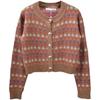 Autumn Crew Neck New Arrival Jacquard Retro Women's Single-Breasted Knitting Sweater Cardigan Coat Women's Short Loose