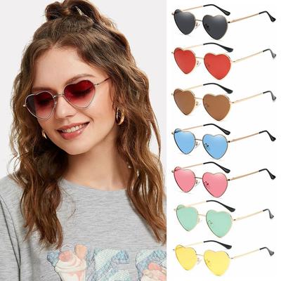 Trendy Women Heart Sunglasses Vintage Metal Frame Polarized Sun Glasses Trendy Heart-Shaped Glasses UV400 Eyewear