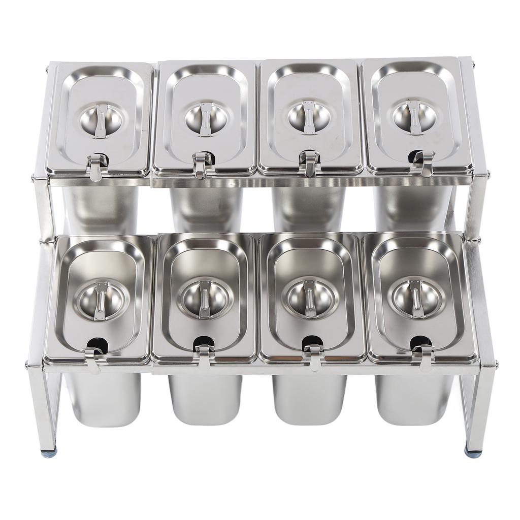 Telescopic Condiment Dispenser Dual Layers Stainless Steel Jam Pot Rack for Milk T Shop Household