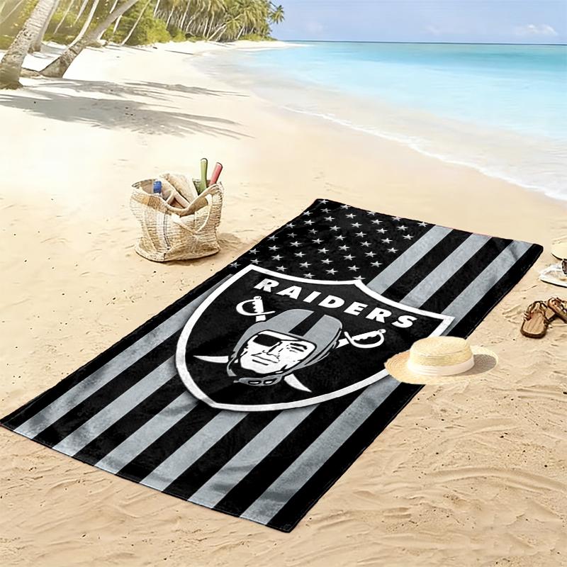 Raiders Flag Beach Towel Microfiber Beach Towel, Lightweight and Quick-Dry, for Summer Travel, Swimming Pool Fan Birthday Gift