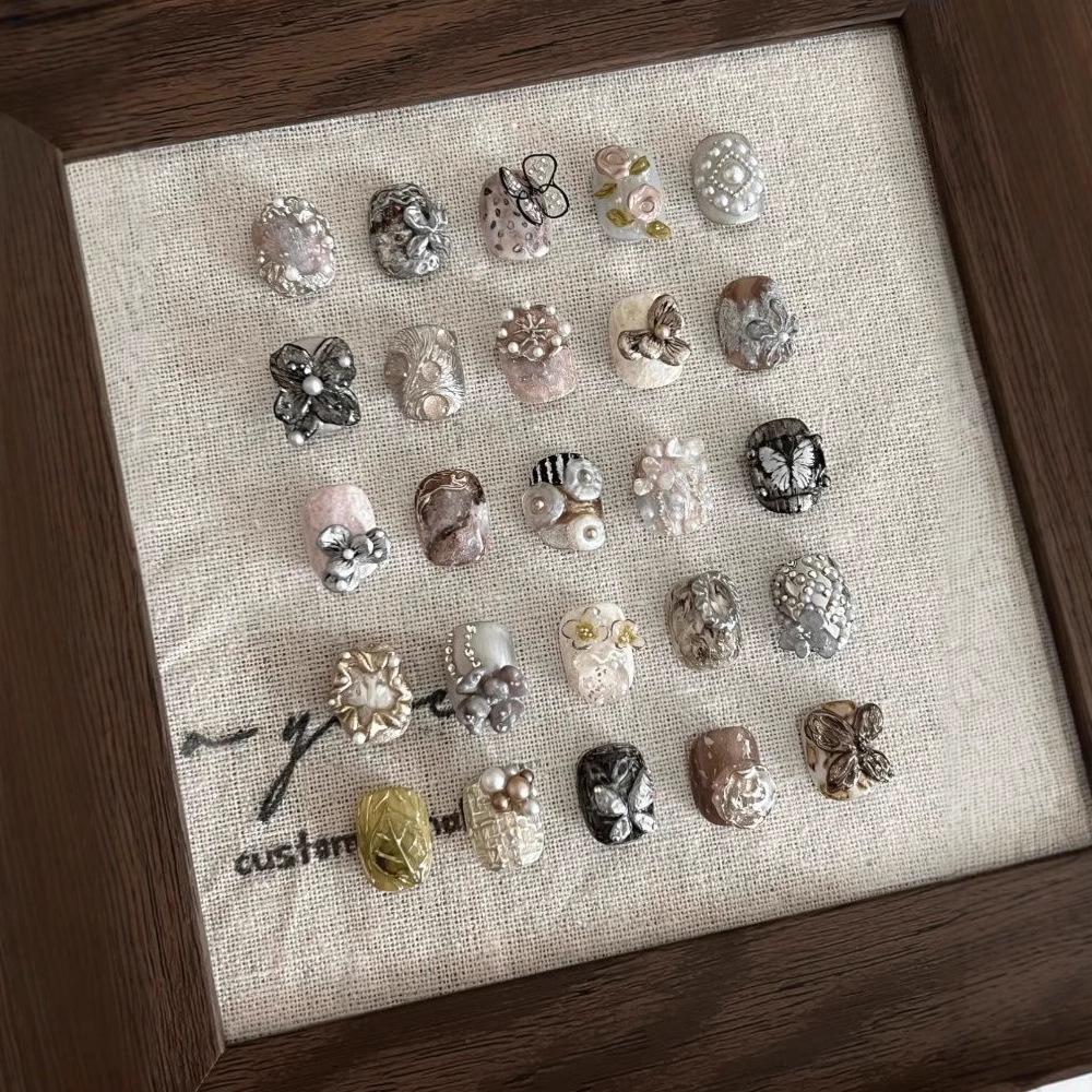Retro Wood Grain Photo Frame & Nail Display Board for Content Creators