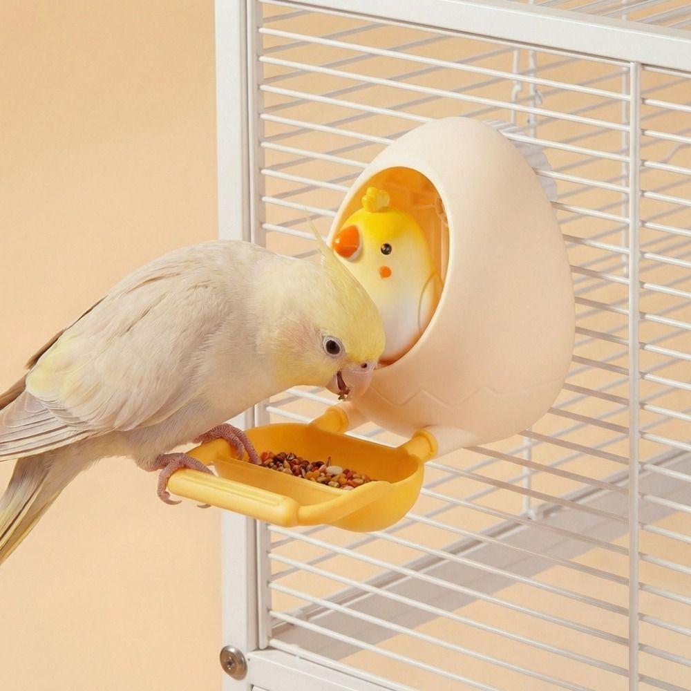 Eggshell Bird Bird Food Dispenser Bite Resistant Bird Standing Stick  Cage Accessory