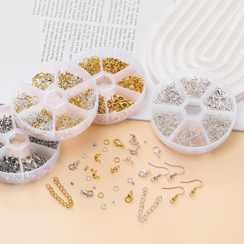 6Grids Alloy Accessories Jewelry Findings Set Repair Tools Lobster Clasp Open Jump Rings Earring Hooks for DIY Jewelry Making