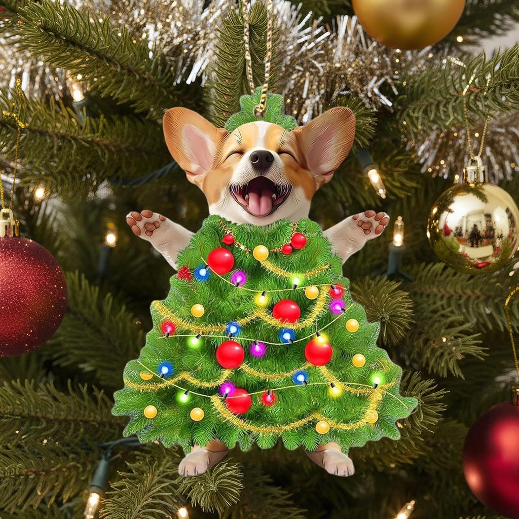 Acrylic Christmas Dog Pendant Home Tree Window Hanging Decor Gift Christmas Tree Ornament Party Supplies Home Decor Kids Gift