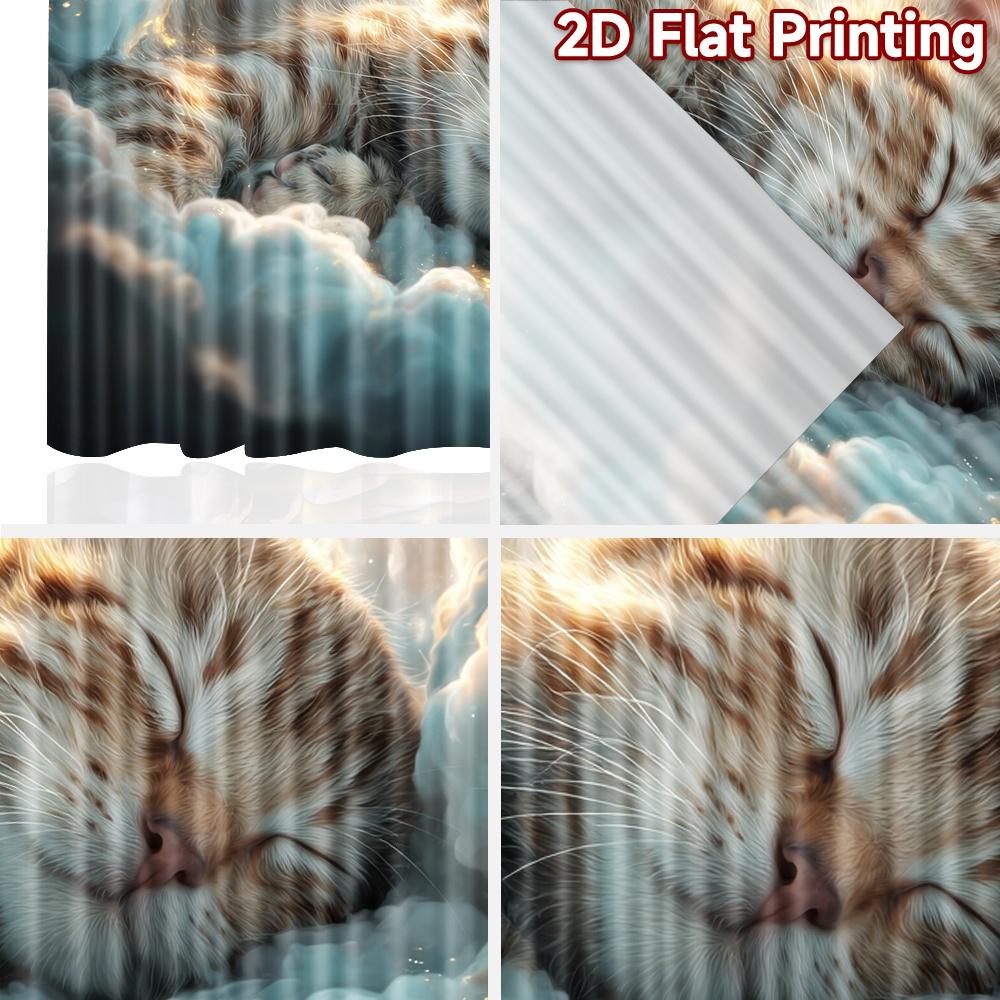 2D flat printing 2pcs Window Curtains Cute Cat Sleeping Peaceful Clouds Digital Printed Polyester Drapes Birthday Party Use for