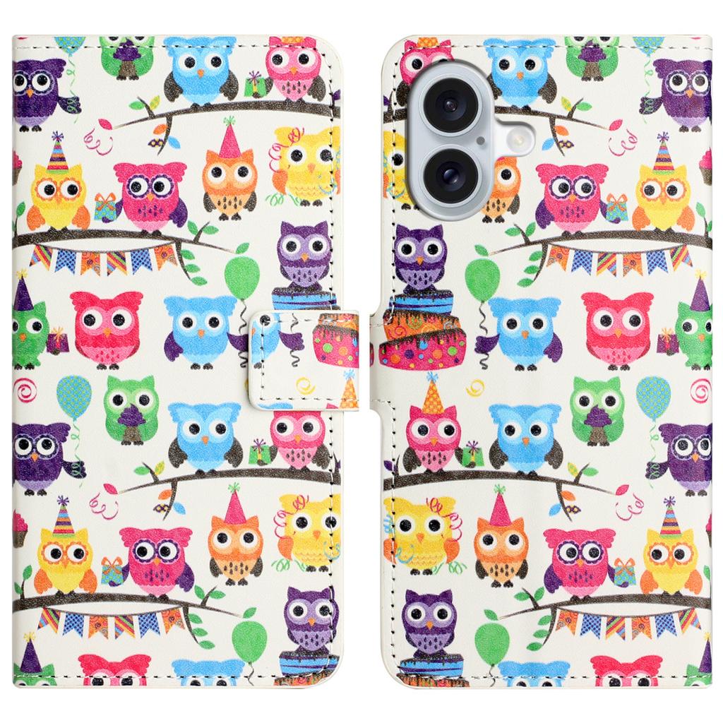 For iPhone 16 Plus Wallet Case Pattern Print PU Leather Flip Phone Cover