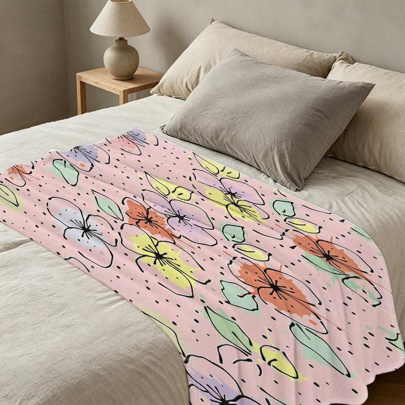 Floral Series Thick & Warm Flannel Blanket – Soft, Skin-Friendly, Cozy for Home, Couch, Guest Room, Holiday Decor (Christmas, Halloween)