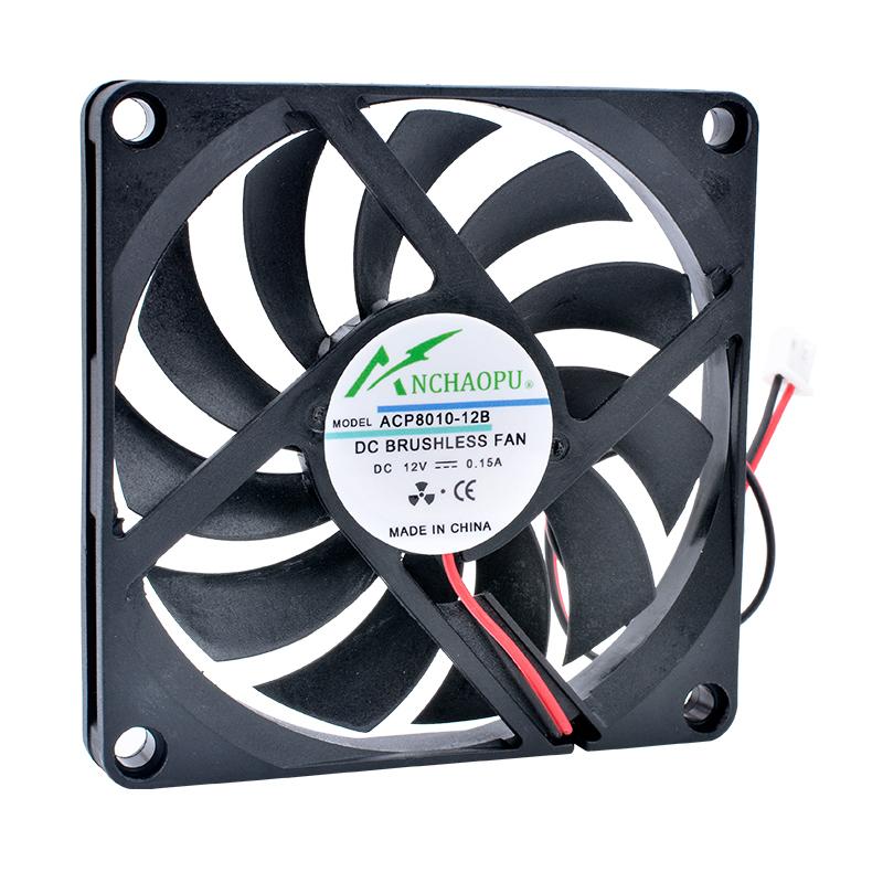 ACP8010 8cm 80mm Fan 80x80x10mm DC5V 12V 24V 2 Wires 2pin for Chassis Power Supply Charger Inverter Ultra-thin Cooling Fan
