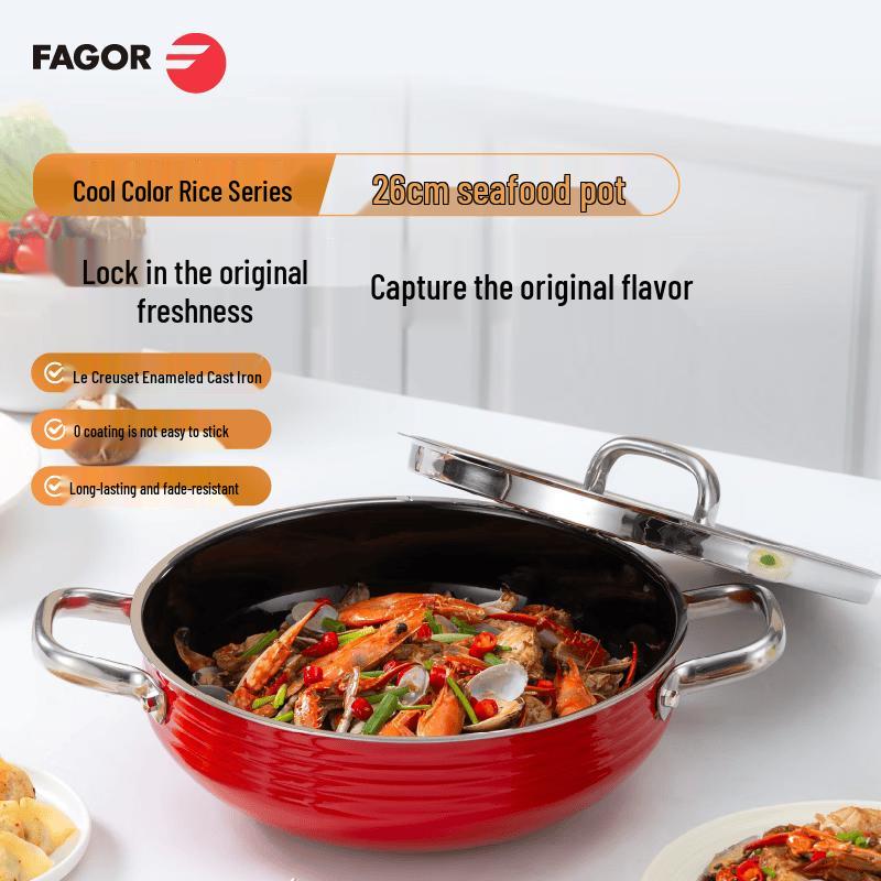 FAGOR Wave Series Enamel Stainless Steel Seafood Pot