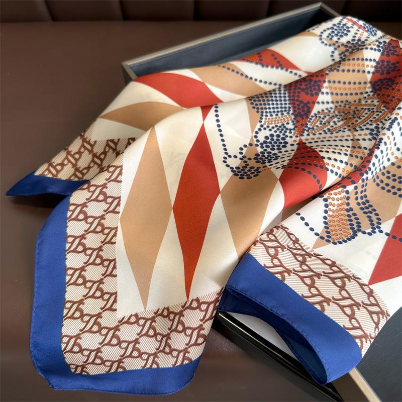 Spring Summer  Women Print Silk Scarf High Quality Luxury  Hairband Foulard 70*70Cm Ribbon Hijab Soft Neckerchief
