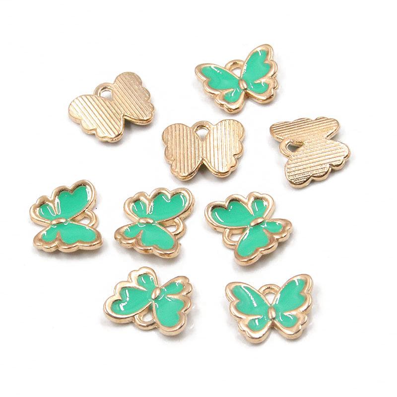 10 Colors 10*13mm KC Gold Enamel Butterfly Charms for Necklaces & Bracelets