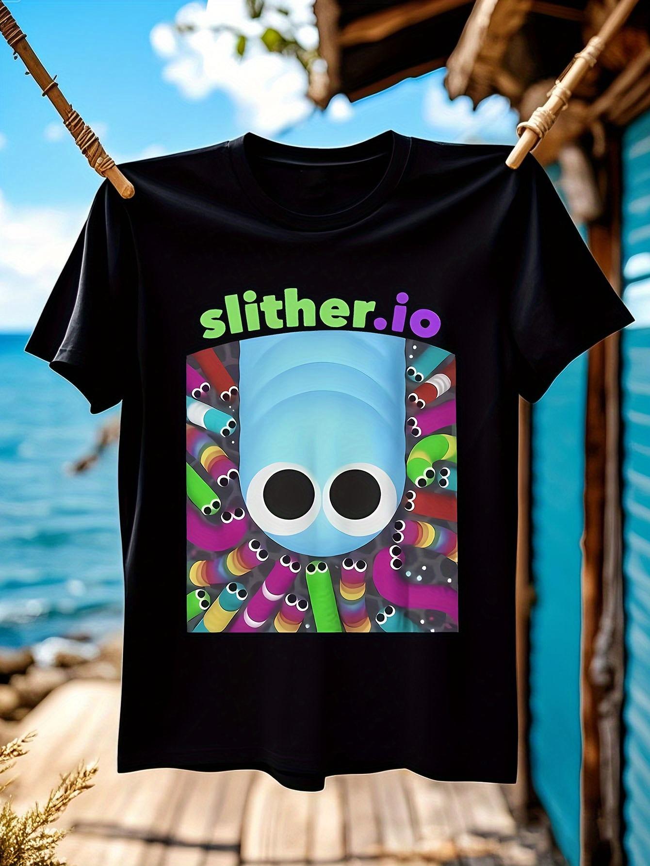Slither.io Snake Print Tshirt for Men Vibrant Colorful De... XL