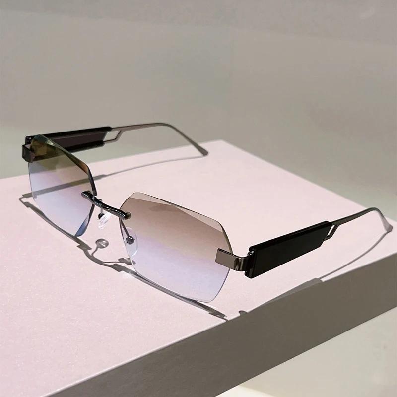 Polygon Sunglasses Men Vintage New Fashion Rimless Outdoor Decor Shades Women Trendy Brand Designer Stylish Sun Glasses