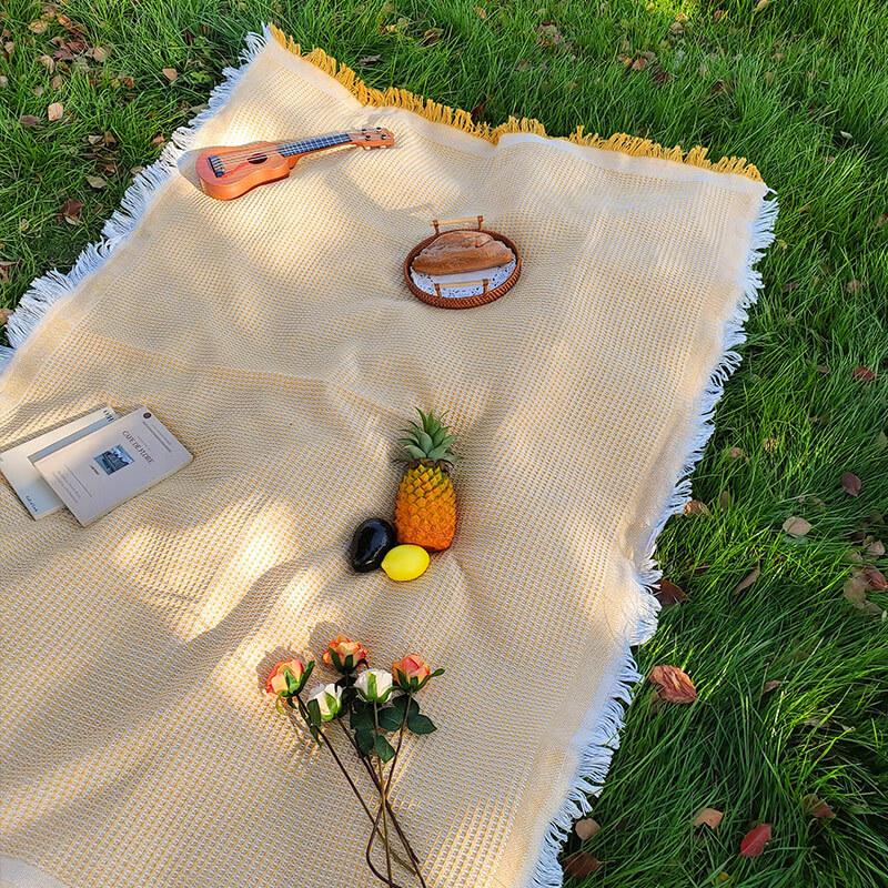 OEING Versatile Linen-Blend Outdoor Picnic Mat & Blanket
