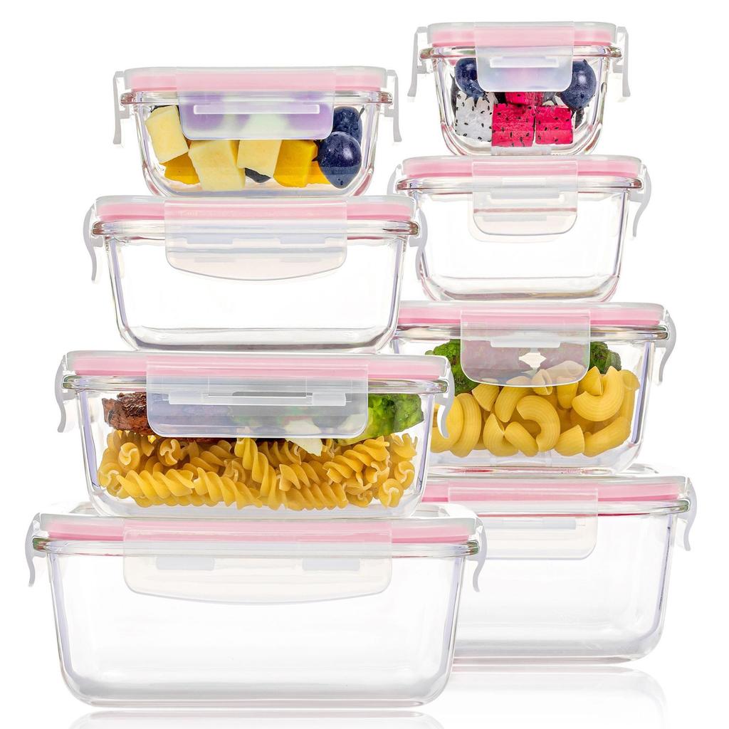 Glas-Lunchboxen Lebensmittelaufbewahrungsbehälter, Meal Prep, luftdichte Bento-Boxen, für Mikrowelle, Ofen, Gefrierschrank und Spülmaschine, BPA-frei