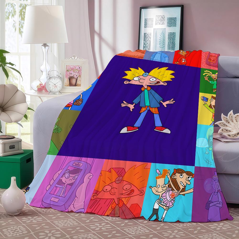 Cartoon Funny H Hey A Arnold Blanket For Sofa Office Bed Plane Travel Sleep Read Relax Camping Soft And Warm